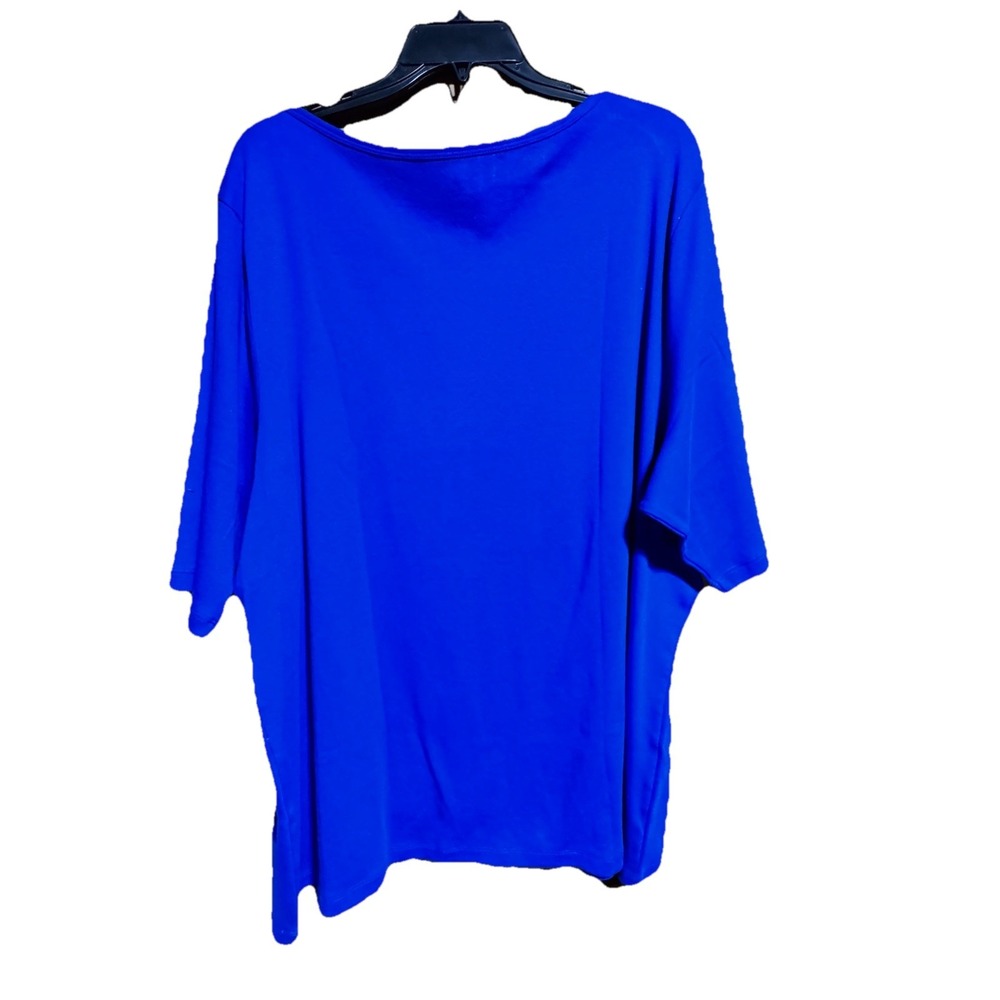 St Johns Bay Classic Tee BoatNeck 4x Royal Blue  Short Sleeve Summer 100% Cotton